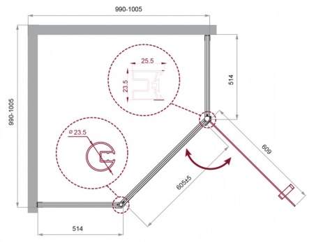 Душевой уголок BelBagno UNO-195-P-1-80-C-Cr