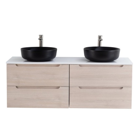 Столешница из МДФ с двумя отверстиями под раковину и с двумя отверстиями под смеситель, 1404x462x19 