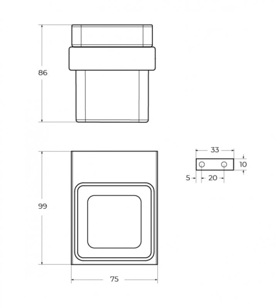 Стакан подвесной, стекло Cezares SLIDER-TUMS-NOP