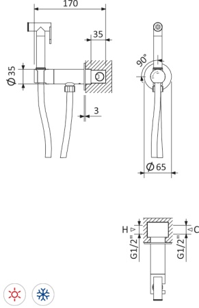 Гигиенический душ со смесителем CEZARES LEAF-DIF-SS Гигиенический душ со смесителем CEZARES LEAF-DIF-SS