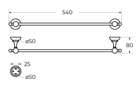 Полотенцедержатель, 590x90 хром Cezares APHRODITE-TH06-01-M