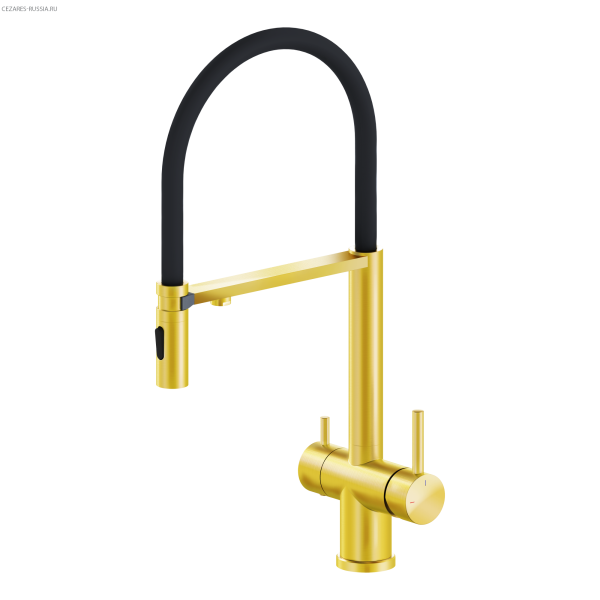 Смеситель для кухни с гибким изливом AltroBagno Flusso 050205 Or