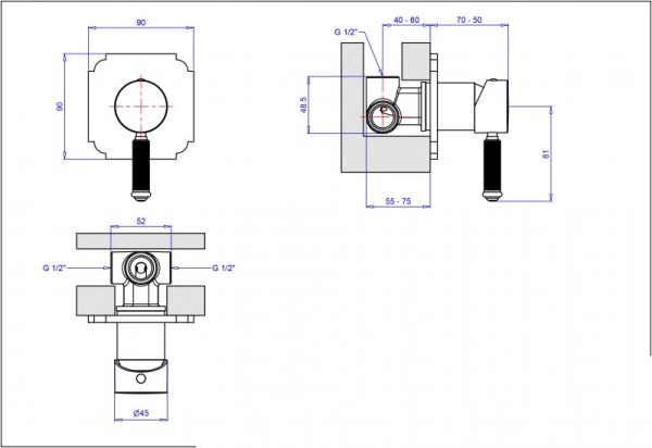 Встраиваемый однорычажный смеситель для душа Cezares APHRODITE-DIM2-03/24-Bi