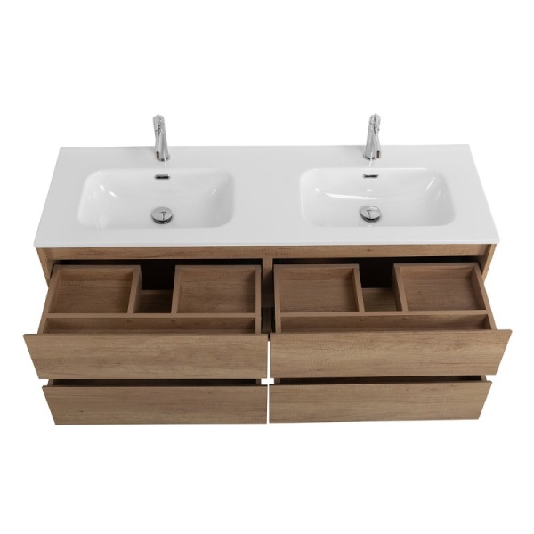 Керамическая раковина с двумя чашами 1410x460x175 BelBagno BB1400-2-ETL