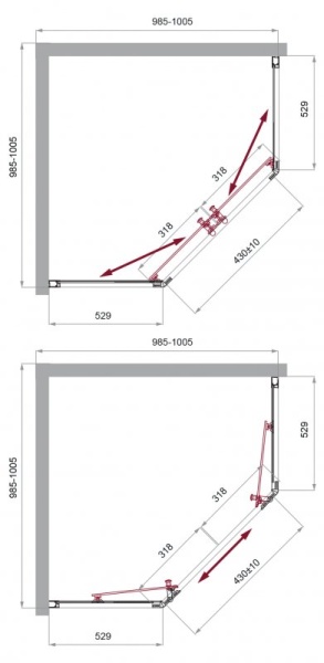 Душевой уголок BelBagno UNO-195-P-2-100-C-Cr