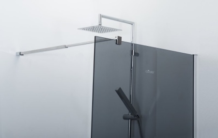 Душевая перегородка с односторонним входом, стекло прозрачное, профиль чёрный, 700x1950 мм CEZARES L