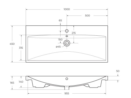 Раковина керамическая 1000x450 BelBagno BB-0324-100-LVB