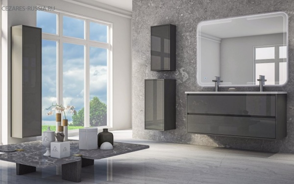 Раковина из искусственного мрамора с двумя чашами, 120x46x2,5 Cezares 50211 Раковина из искусственного мрамора с двумя чашами, 120x46x2,5 Cezares 50211