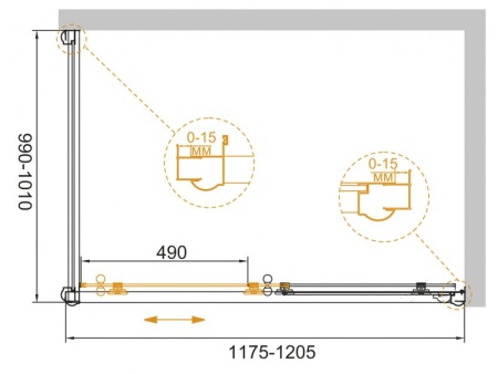 Душевой уголок CEZARES GIUBILEO-AH-1-120/90-SCORREVOLE-C-Br