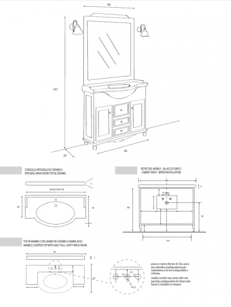 Керамическая раковина 95x50 Cezares INT95