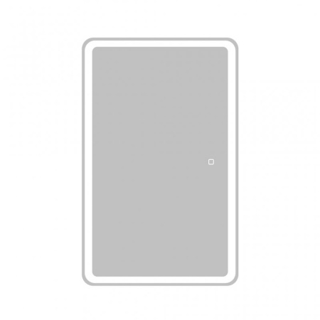 Зеркальный шкаф с одной распашной дверцей, с двумя стеклянными полками, со встроенной подсветкой и и