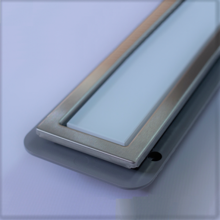 Линейный трап 650 мм CONFLUO PREMIUM WITH WHITE GLASS LINE, двухсторонняя модель PESTAN 13000283