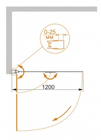 Душевая шторка на ванну CEZARES ECO-O-V-21-120/140-P-Cr-R