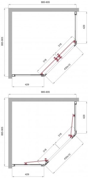 Душевой уголок BelBagno UNO-195-P-2-100-C-Cr