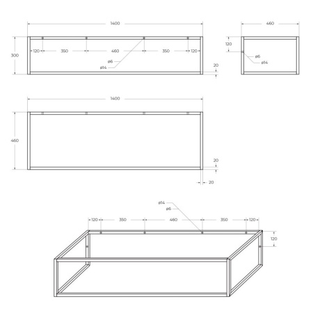 Консоль металлическая под накладные раковины BelBagno EK-120-ST