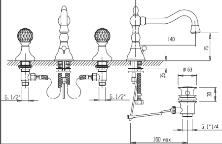 Смеситель для раковины CEZARES ATLANTIS-BLS2 ATLANTIS-BLS2-01-Sw
