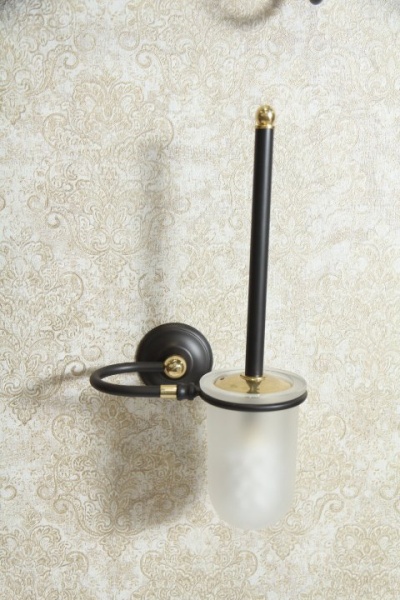 Держатель щетки подвесной, матовое стекло, цвет черный /Античное золото ART&MAX AM-2145-Nero/Do-Ant