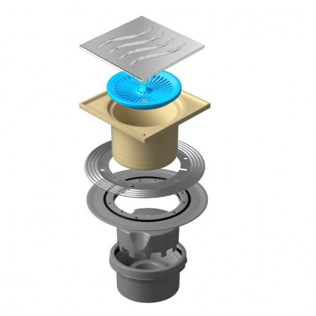 Точечный трап 150х150 мм Confluo Standard Vertical Tide,металл с перфорацией Tide (Волна), без рамки