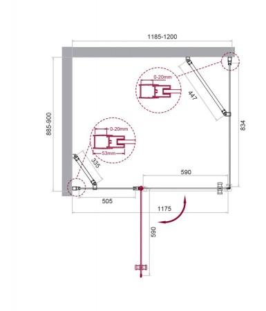 Душевой уголок BELBAGNO ETNA-AH-12 ETNA-AH-12-120/100-C-Cr