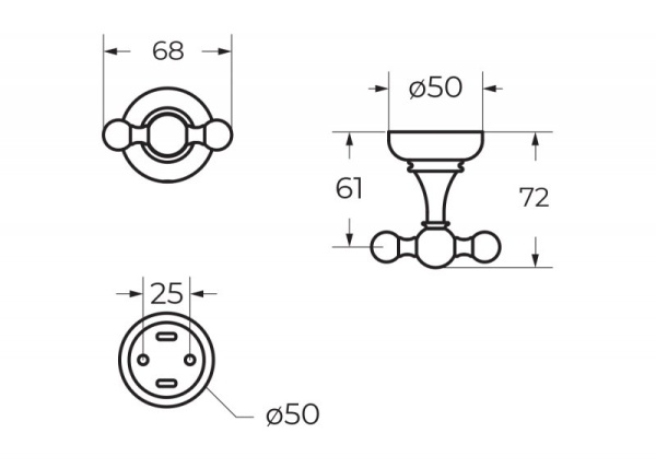 Двойной крючок, Золото Cezares APHRODITE-DHK2-03/24-Sw