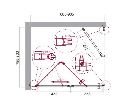 Душевой уголок BELBAGNO ALBANO-ASH-1 ALBANO-ASH-1-70/90-C-Cr