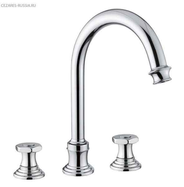 Смеситель для раковины на три отверстия, высокий, с донным клапаном Cezares APHRODITE-BLS2-A-01-M