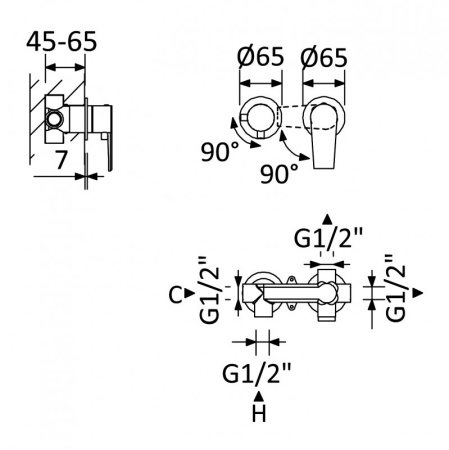 Встраиваемый смеситель для душа CEZARES NAUTIC-VDIM2-M-NOP Встраиваемый смеситель для душа CEZARES NAUTIC-VDIM2-M-NOP