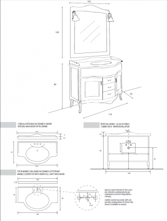 Колонна с двумя распашными дверцами и одним выдвижным ящиком Cezares MILADY.COLO.BLO.DX