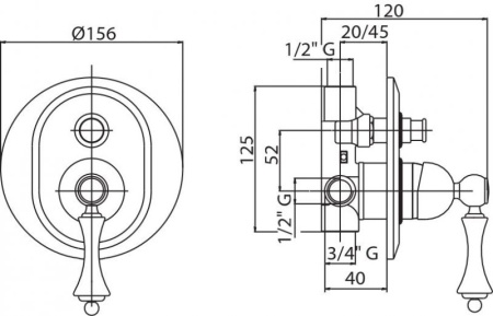 Встраиваемый смеситель для душа с переключателем Cezares MARGOT-VDIM-01-Bi Встраиваемый смеситель для душа с переключателем Cezares MARGOT-VDIM-01-Bi
