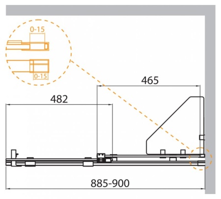 Шторка на ванну с полками CEZARES STREAM-VFS-11-90/150-C-Cr