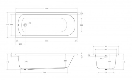 Передняя панель для акриловой ванны CEZARES ECO-130-SCR-W37 Передняя панель для акриловой ванны CEZARES ECO-130-SCR-W37