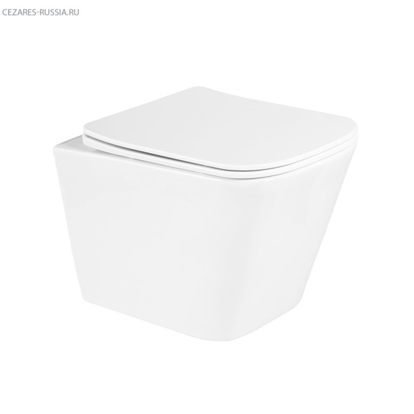 Унитаз подвесной безободковый с сиденьем BelBagno DUE BB3103CHR/SC Унитаз подвесной безободковый с сиденьем BelBagno DUE BB3103CHR/SC