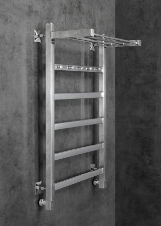 Полотенцесушитель водяной Chromix Granada 50x80 П5 Cr с крючками и верхней полкой