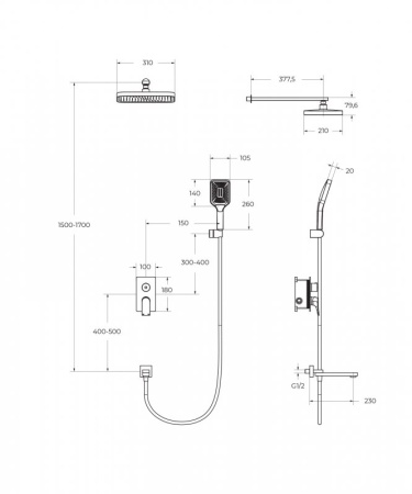Душевой комплект встраиваемый с изливом BelBagno DUE-VDSET-CRM