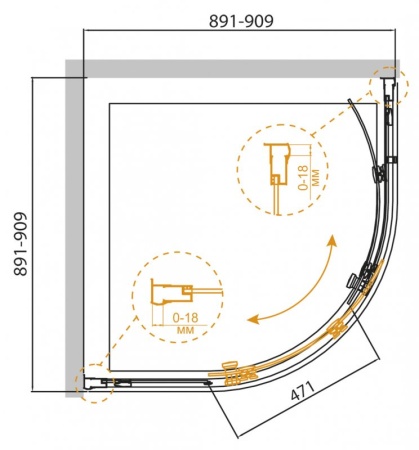 Душевой уголок CEZARES PRATICO-R-1 PRATICO-R-1-90-C-Cr