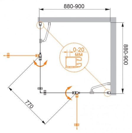Душевой уголок CEZARES ELENA-W-A-22-90-C-Cr Душевой уголок CEZARES ELENA-W-A-22-90-C-Cr