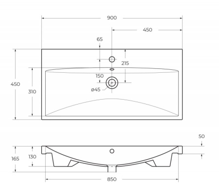 База под раковину подвесная BelBagno MARINO-CER-900-2C-SO-BL-P Bianco Lucido