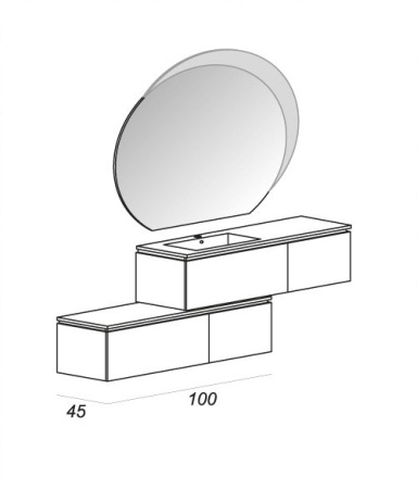 Подвесной шкафчик с двумя выдвижными ящиками, 100х45х32 Cezares 54406