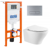 Унитаз подвесной с сиденьем BelBagno ACQUA + Система инсталляции для унитазов с кнопкой смыва BB006- Унитаз подвесной с сиденьем BelBagno ACQUA + Система инсталляции для унитазов с кнопкой смыва BB006-