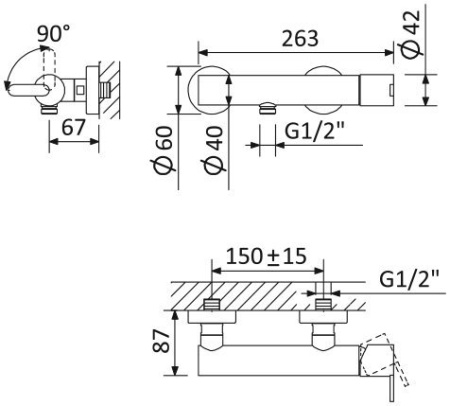 Смеситель для душа CEZARES LEAF-D-L-01 Смеситель для душа CEZARES LEAF-D-L-01