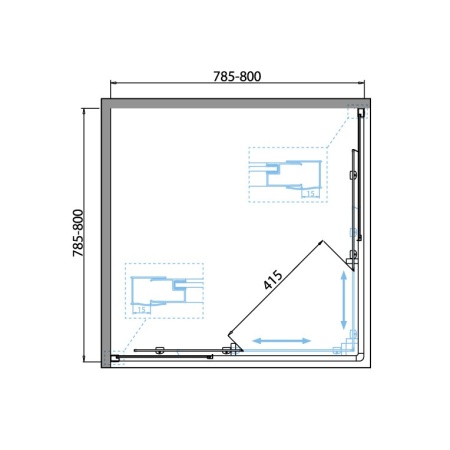 Душевой уголок BelBagno DUE-A-2-90-P-Cr