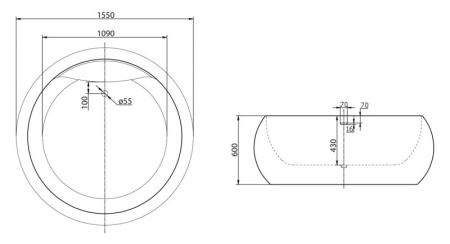 Слив-перелив Cezares для BB03/BB09 BB39-OVF-ORO, золото