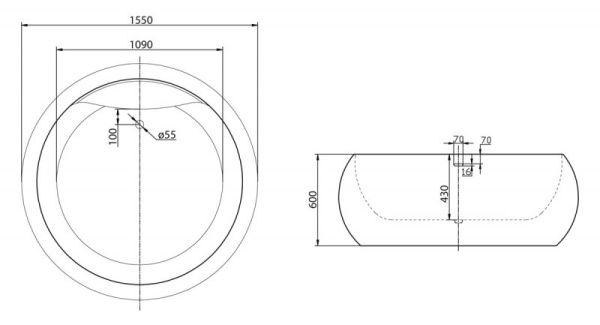 Акриловая ванна BELBAGNO BB30-1550, 1550x1550x600 Акриловая ванна BELBAGNO BB30-1550, 1550x1550x600