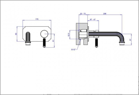 Встраиваемый смеситель для раковины CEZARES OLIMP-BLSM2 OLIMP-BLSM2-03/24-L