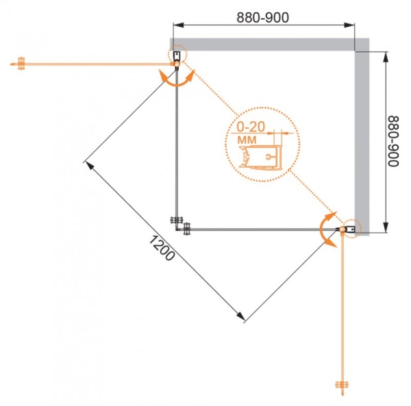 Душевой уголок CEZARES ELENA-W-A-2-90-P-Cr Душевой уголок CEZARES ELENA-W-A-2-90-P-Cr