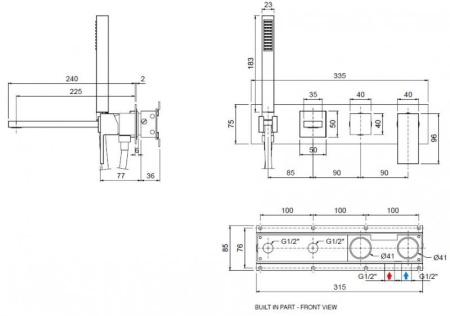 Встраиваемый смеситель для ванны и душа однорычажный Cezares UNIKA-VDM2-NOP Встраиваемый смеситель для ванны и душа однорычажный Cezares UNIKA-VDM2-NOP
