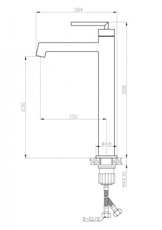 Смеситель для накладных BelBagno ACQUA ACQUA-LMC-NERO