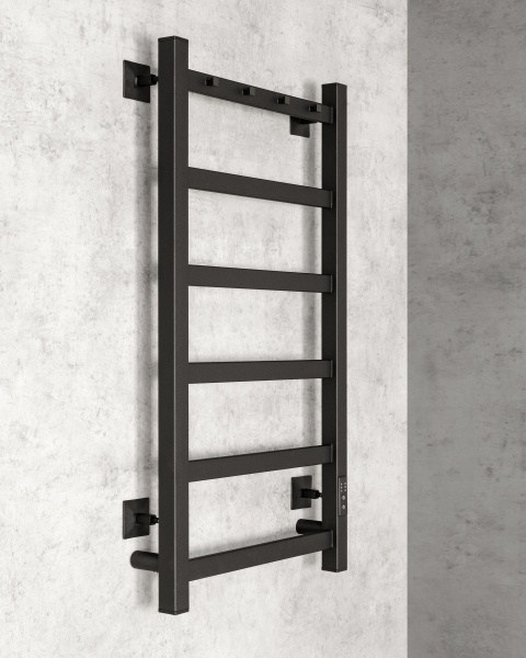 Полотенцесушитель электрический Chromix Porto 40x80 П6 MB с сухим теном с крючками универсальное под Полотенцесушитель электрический Chromix Porto 40x80 П6 MB с сухим теном с крючками универсальное под