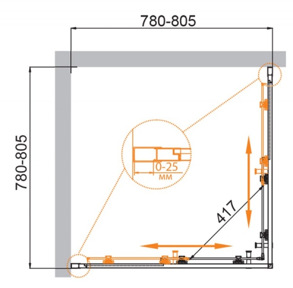 Душевой уголок CEZARES MOLVENO-A-2-90-P-Cr