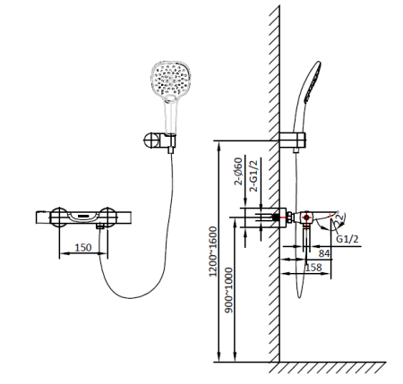 Смеситель для ванны с термостатом AltroBagno Aperto 020402 Cr